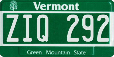 VT license plate ZIQ292