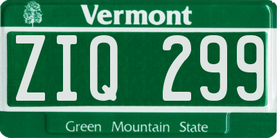 VT license plate ZIQ299