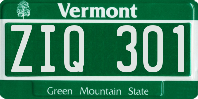 VT license plate ZIQ301