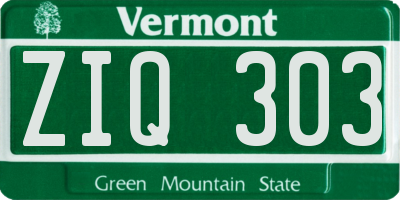 VT license plate ZIQ303