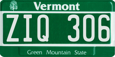 VT license plate ZIQ306