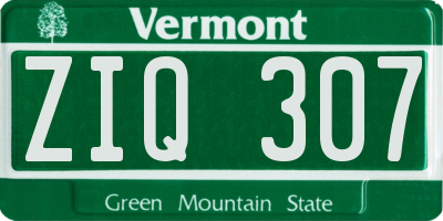 VT license plate ZIQ307