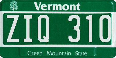 VT license plate ZIQ310