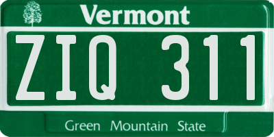 VT license plate ZIQ311