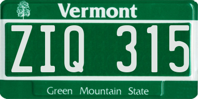 VT license plate ZIQ315