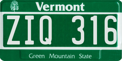 VT license plate ZIQ316