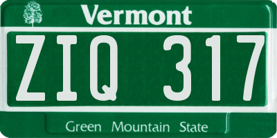 VT license plate ZIQ317