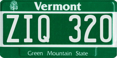 VT license plate ZIQ320
