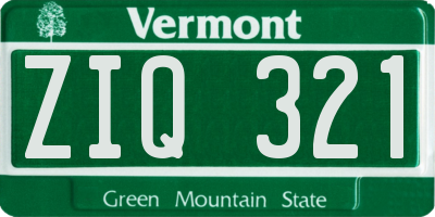 VT license plate ZIQ321