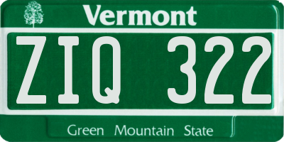 VT license plate ZIQ322