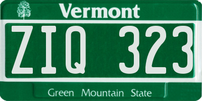 VT license plate ZIQ323