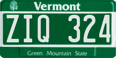 VT license plate ZIQ324