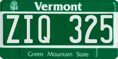 VT license plate ZIQ325