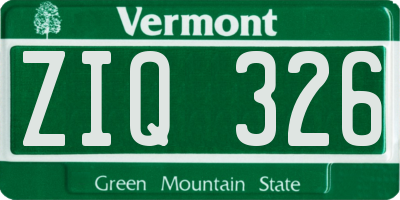 VT license plate ZIQ326