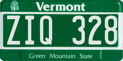 VT license plate ZIQ328