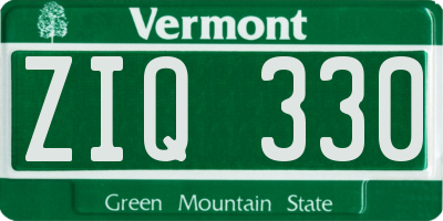 VT license plate ZIQ330