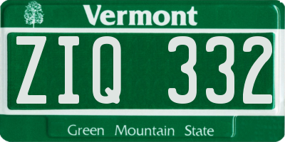 VT license plate ZIQ332