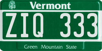VT license plate ZIQ333
