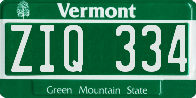 VT license plate ZIQ334
