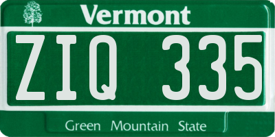 VT license plate ZIQ335