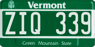VT license plate ZIQ339