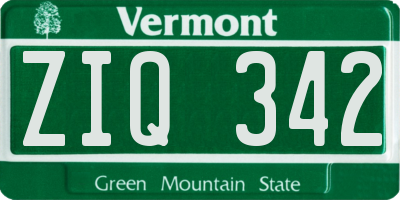 VT license plate ZIQ342