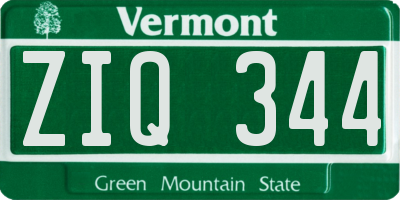 VT license plate ZIQ344