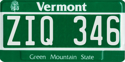 VT license plate ZIQ346