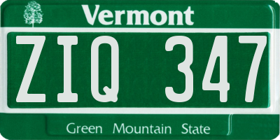 VT license plate ZIQ347