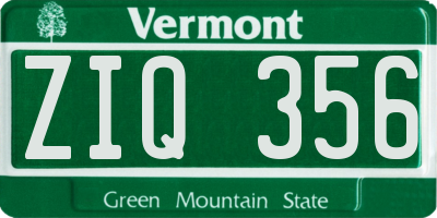 VT license plate ZIQ356