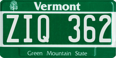 VT license plate ZIQ362