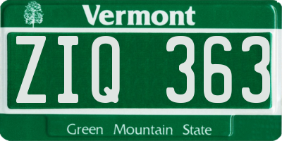 VT license plate ZIQ363