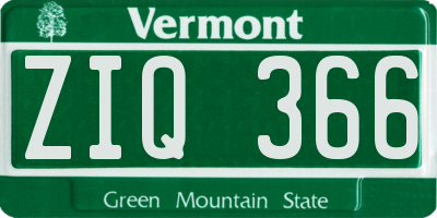 VT license plate ZIQ366