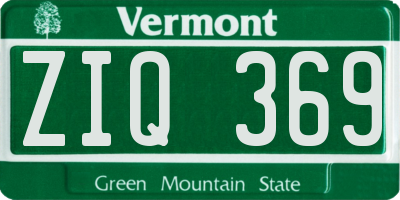 VT license plate ZIQ369
