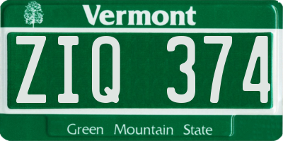 VT license plate ZIQ374
