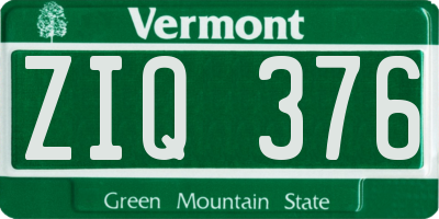 VT license plate ZIQ376