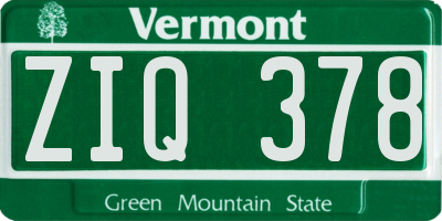 VT license plate ZIQ378