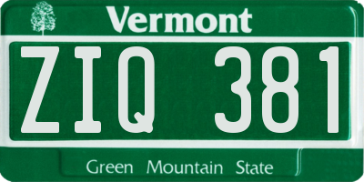 VT license plate ZIQ381