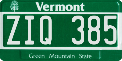 VT license plate ZIQ385