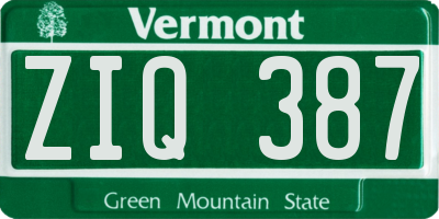 VT license plate ZIQ387