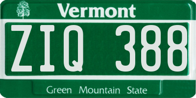 VT license plate ZIQ388