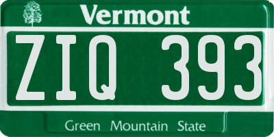 VT license plate ZIQ393