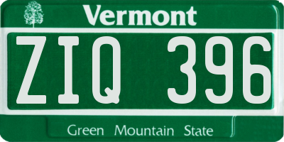 VT license plate ZIQ396