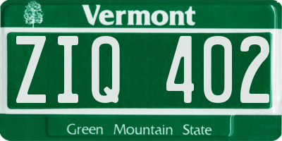 VT license plate ZIQ402