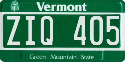 VT license plate ZIQ405