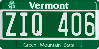 VT license plate ZIQ406