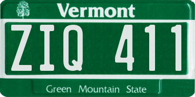 VT license plate ZIQ411