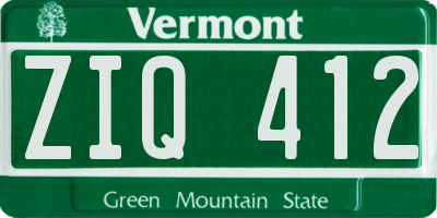 VT license plate ZIQ412
