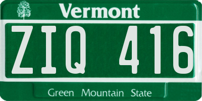 VT license plate ZIQ416