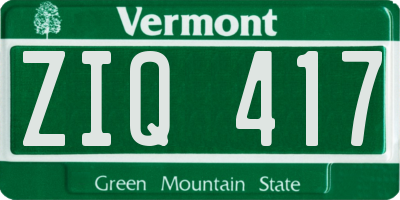 VT license plate ZIQ417